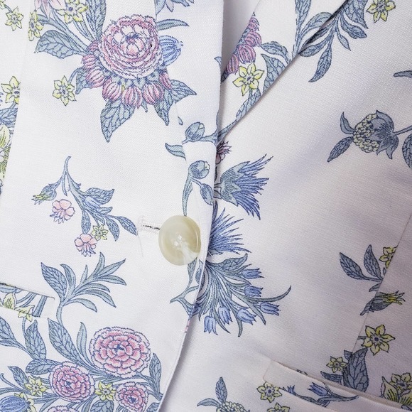 Loft Petites Sz 4P Floral Print Jacket Cotton Blend One Button Collared Workwear - Picture 5 of 12